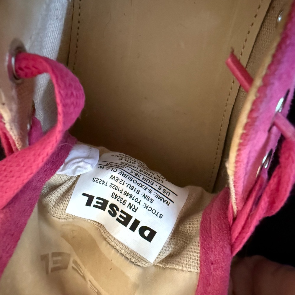 Diesel Pink Sneakers Suede Low-Top Casual - Picture 4 of 5